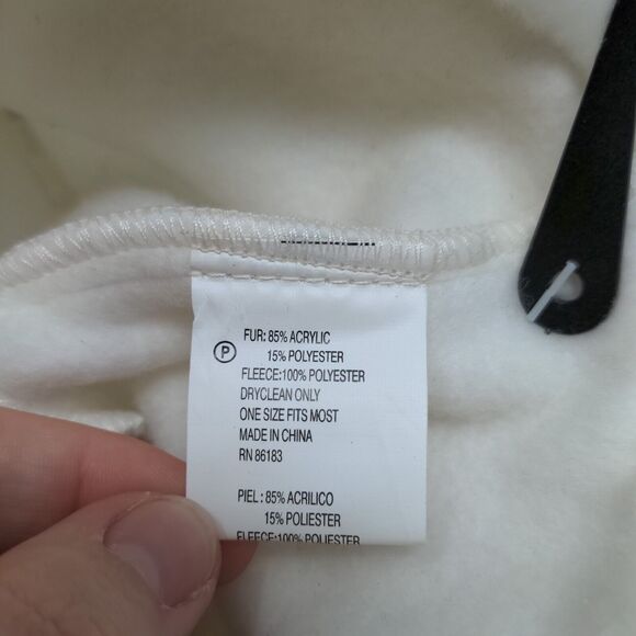 Madison & Max Womens Vegan Fur Hat White Ivory OSFM Poly Blend W/Tags - Picture 11 of 11